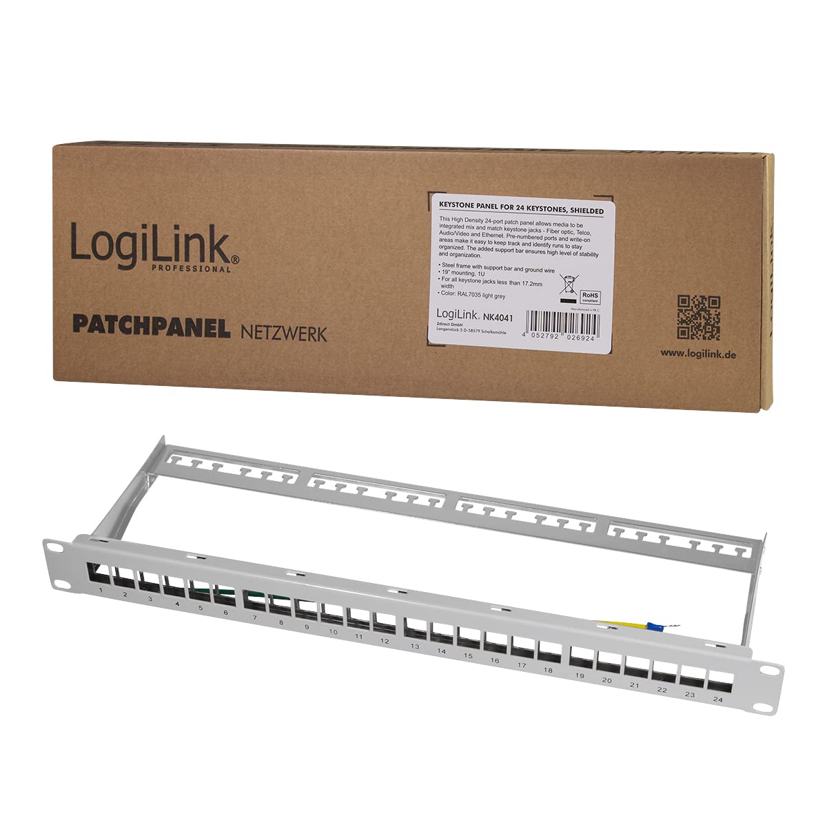 Logilink Panel De Keystone Blindado 24 Módulos, Gris