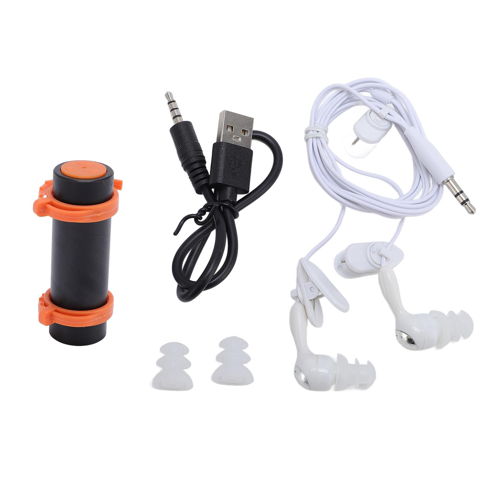 Lecteur MP3 étanche 8 Go Lecteur de Musique Portable en Aluminium avec écouteurs étanches pour la Natation, la Plongée, Le Surf, la Course à Pied - Argent (Black)