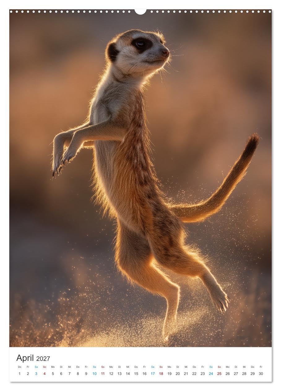 Wächter der Wüste (hochwertiger Premium Wandkalender 2027 DIN A2 hoch), Kunstdruck in Hochglanz: Perfekt für alle Tierfreunde, Erdmännchen Fans und ... Lächeln gönnen möchten. (CALVENDO Tiere)