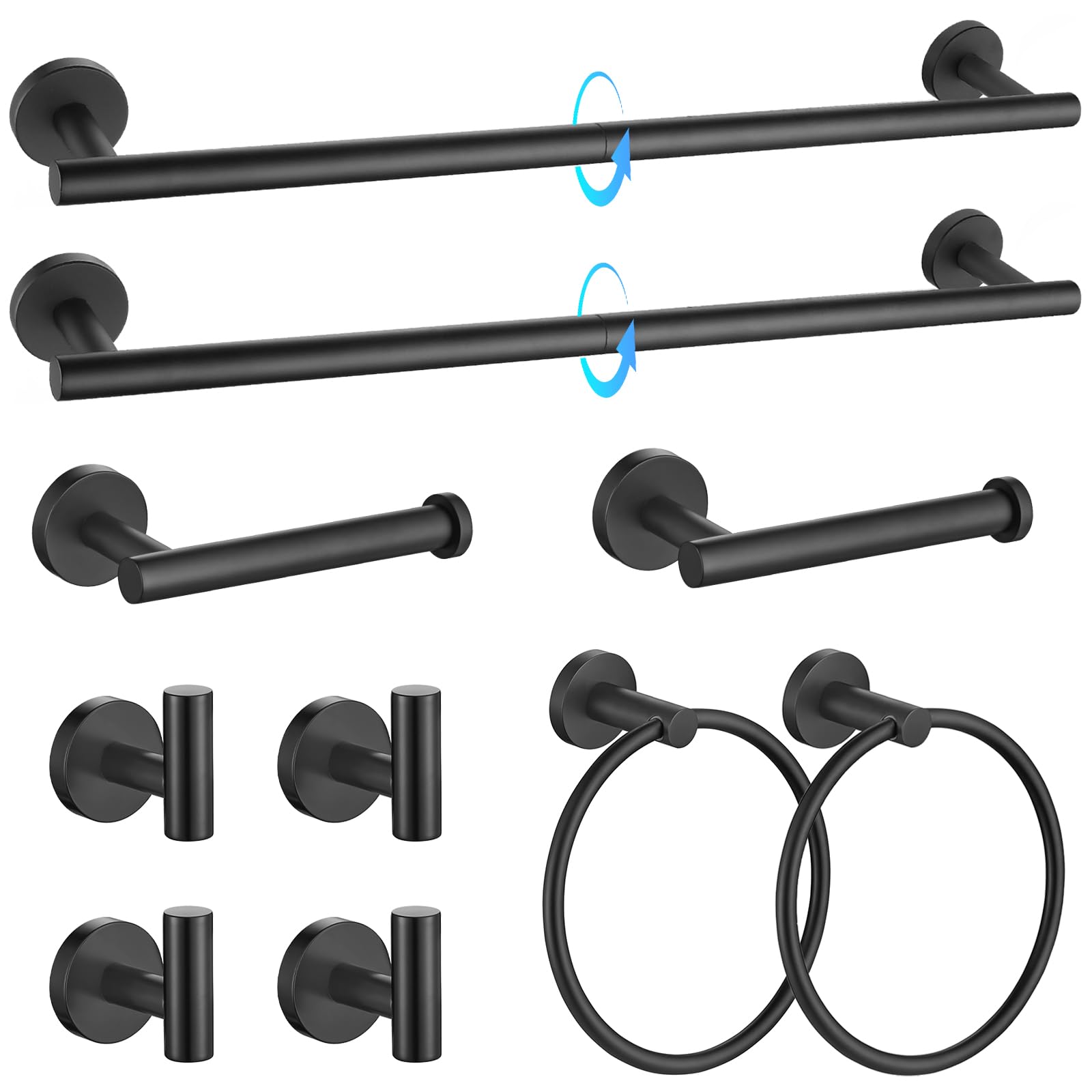 TQKAG Brushed Gold Bathroom Hardware Set 6-Piece Bathroom Accessory Set 23.6 Inch Round Stainless Steel Towel Bar Set Wall Mounted — Amazon image 14