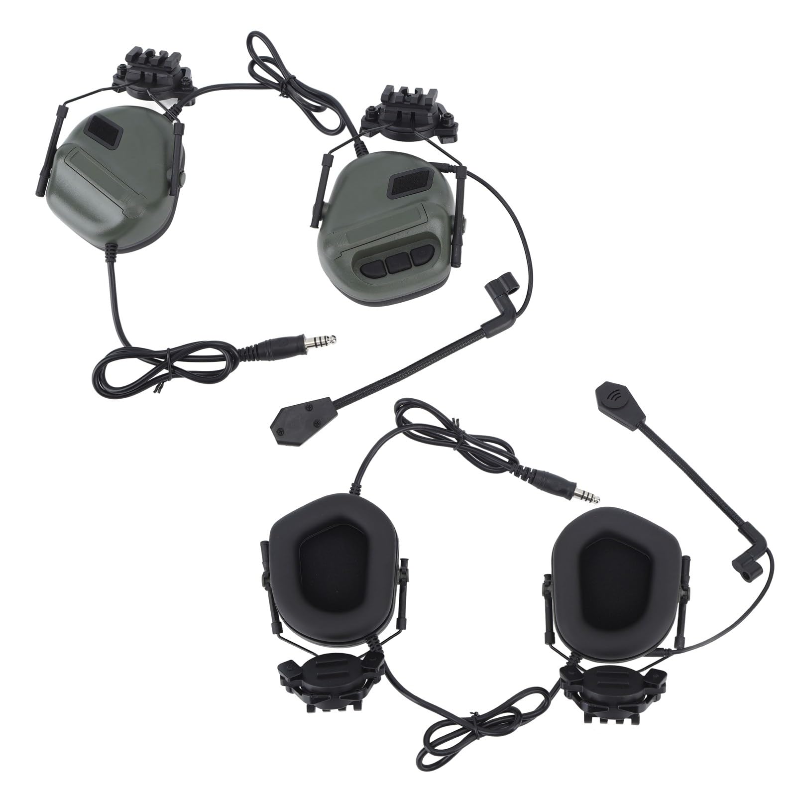 Haofy Auriculares de Tiro, Auriculares de Protección Auditiva Flexibles Telescópicos, Rotación de 360 ​​Grados, Algodón Insonorizado, Plegable para Militares (Verde)