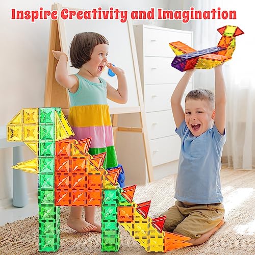 Meuzhen 120Pcs Diamond Magnetic Tiles With 2 Cars, Magnetic Blocks 3D Magnet Building Tiles Set Construction Playboards – Inspiring Creativity And Building Skills For Kids #TOP1