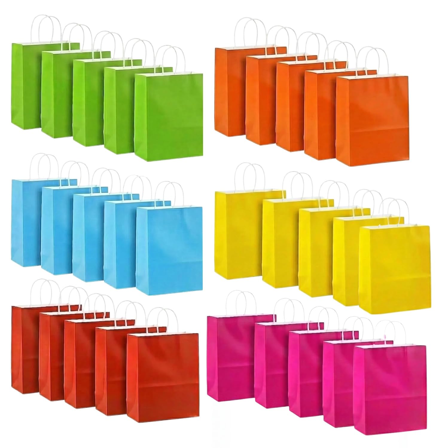 30PCS Paper Party Bags, 21 * 15 * 8cm Paper Party Bags With Handles, Coloured Paper Party Bags for Kids Party for Kids Party Celebrations Baby Shower Birthday