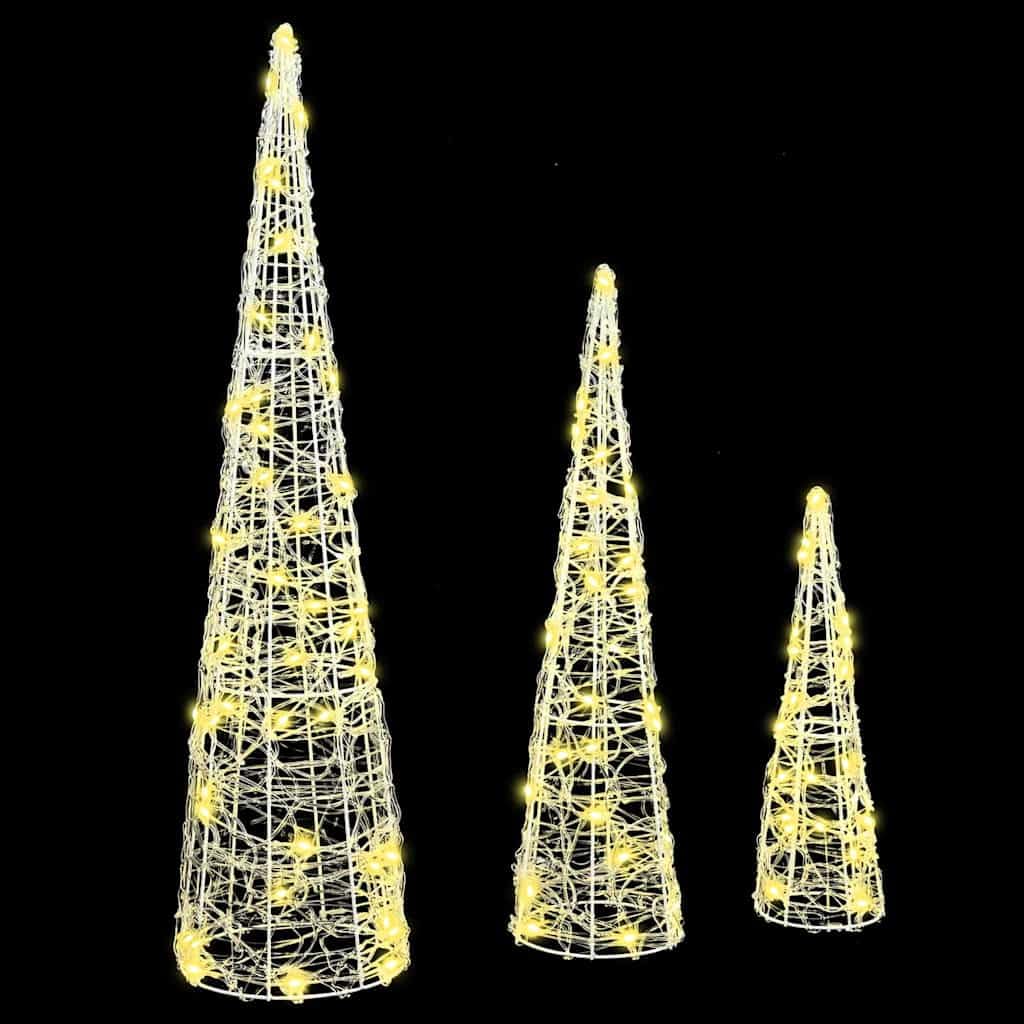 vidaXL Weihnachtsbaum 3 STK. Warmweiß 20 x 20 x 80 cm Acryl 90 LEDs