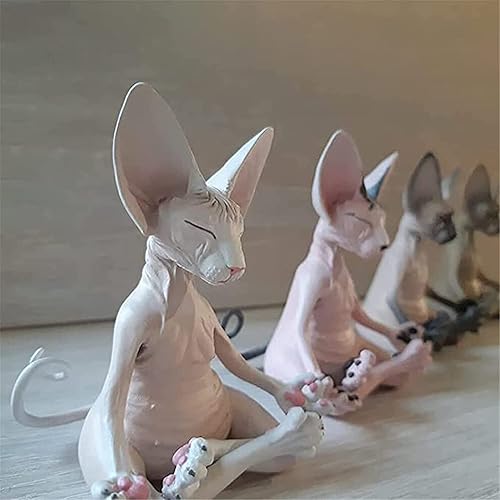 Miniatura 5 de Gladyell Sphynx - Estatua de medito de gato coleccionable, yoga zen, postura relajada, meditación de Buda, colecciones de gatos esphynx, estatua de