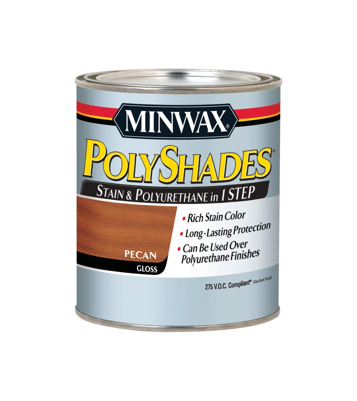 Minwax 617204444 PolyShades - Stain & Polyurethane in 1 Step, quart, Pecan, Gloss