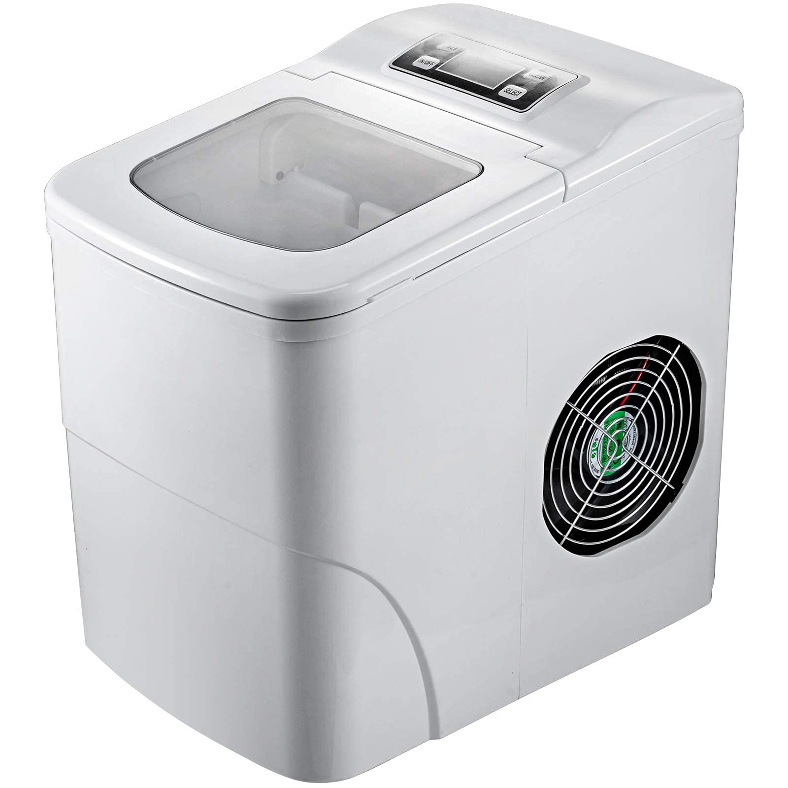 12KG Kostkarka do lodu Stal nierdzewna 220V Czarna kostkarka do lodu 26LBS Maszyna do robienia lodu Blatowa kostkarka do lodu z ekranem LCD do kuchennych barów domowych (biały)