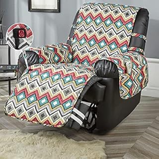 STONECREST Heated Recliner Cover, Water Resistant Print Recliner Slipcover, Stay in Place (Bryce Diamonds, Recliner 23