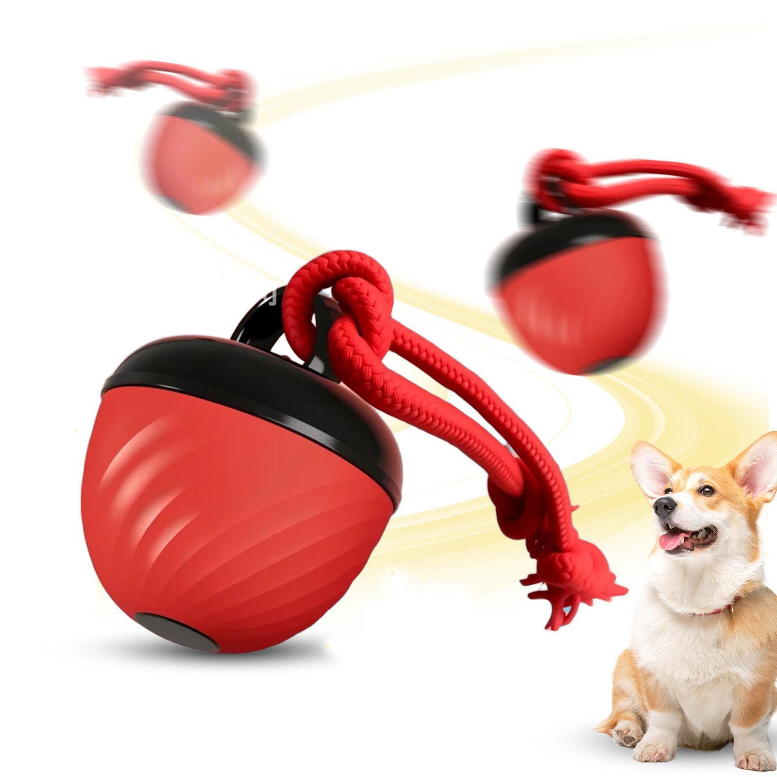 Interactive Dog Toys Ball 2026 New Smart Pet Puppy Ball with Ropes Random Path Electric Automatic Moving and