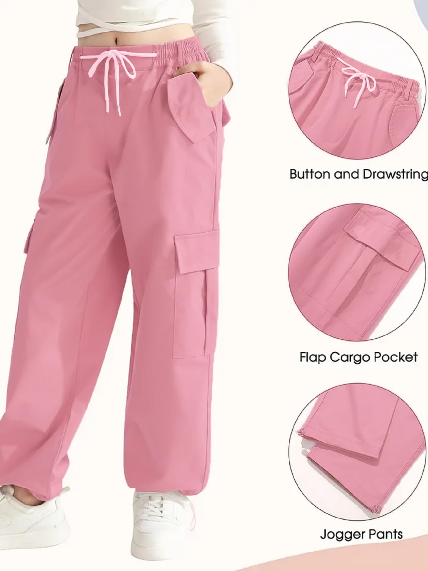 CUTIECRAZE Cotton Cargo Pant for Girl || Girl Cargo Pants (DCP-10-13-14) Pink - Image 6 thumbnail