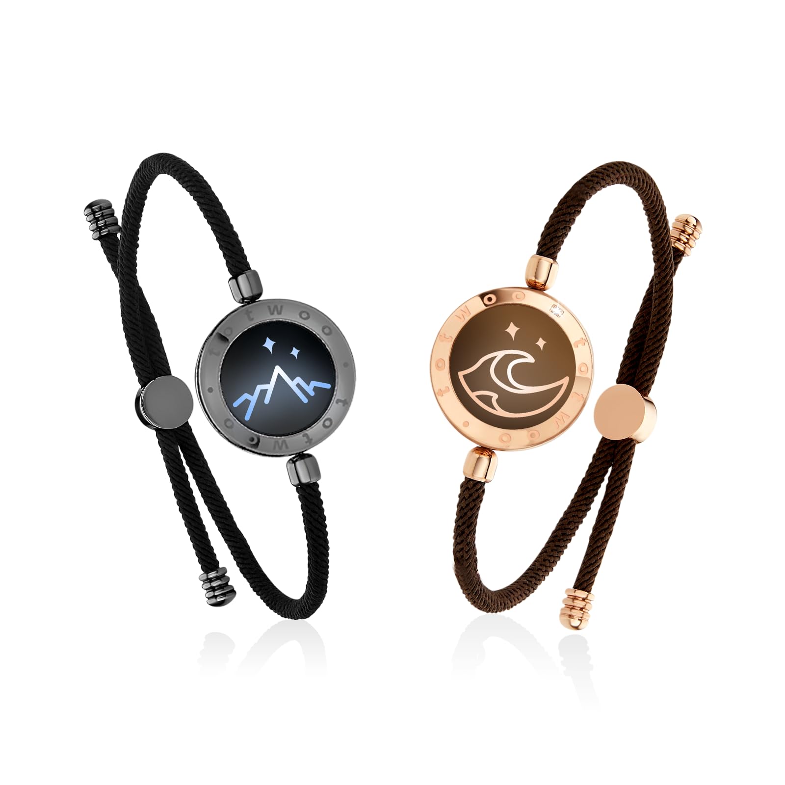 Long Distance Touch Bracelets for Couples, Light up & Vibration for Love Couples Bracelets - Long Distance Relationship Gifts for Girlfriend Mother-Daughter, Sisters Bluetooth APP Set Up Pairing