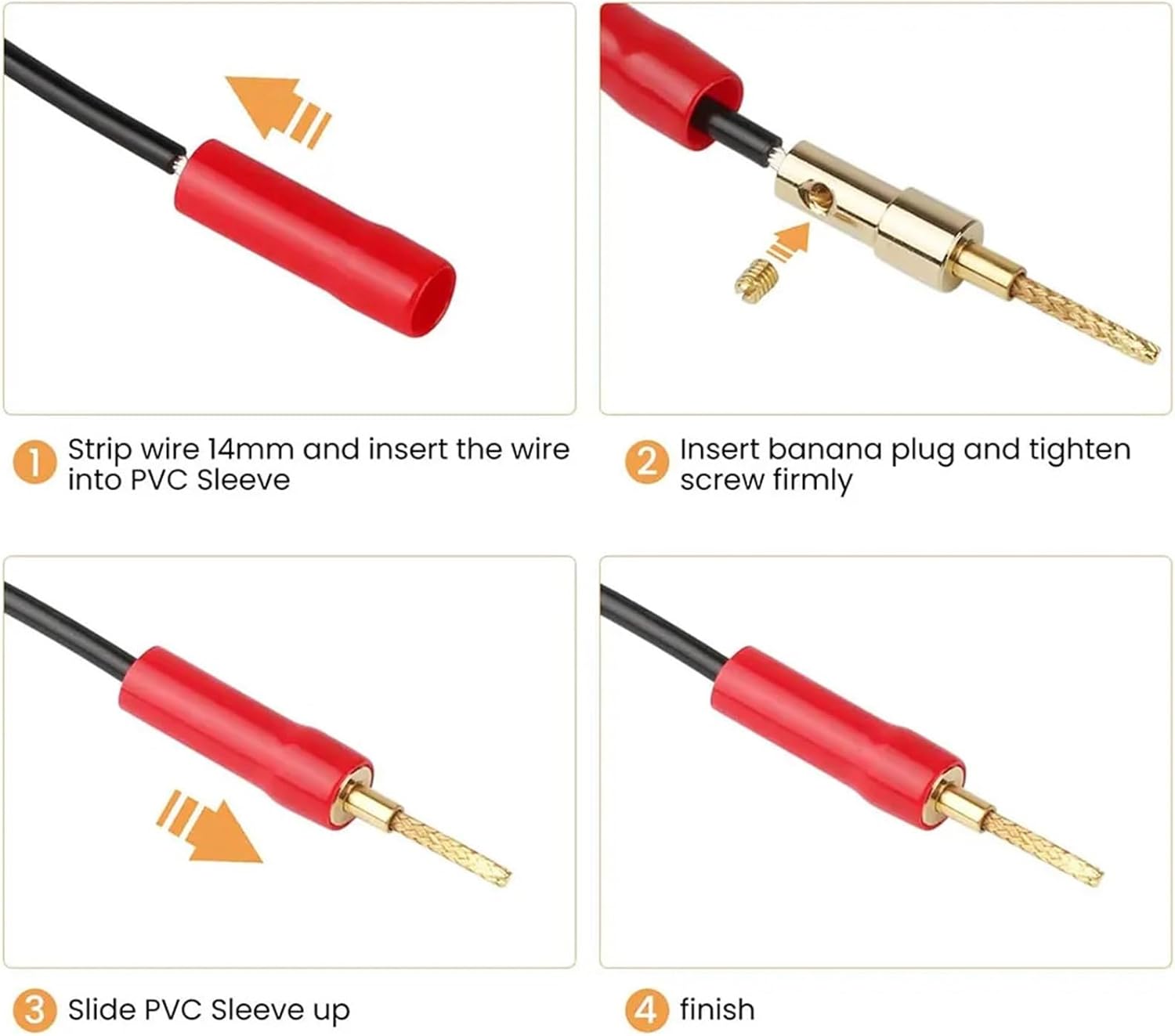 50 Pieces Set Gold Plated Audio Banana Connectors Audio Speaker Cable Amplifier Cable Plugs Jack(50 Pieces)