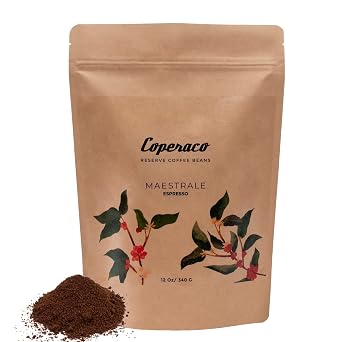 Coperaco Maestrale, Whole Coffee Beans, Medium Roast, Toasted Almond Nutty and Chocolate Notes, Long-Lasting finish, Perfect for Expresso, Gourmet, Artisanal, 100% Arabica, 12 oz
