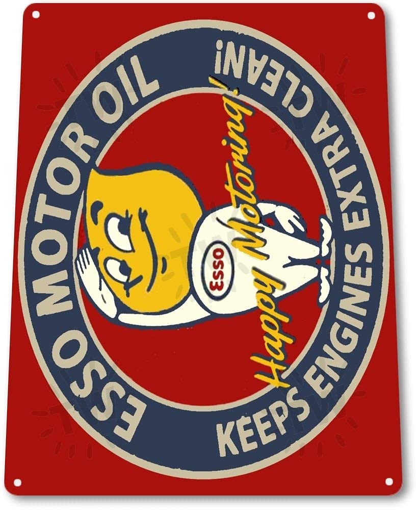 Tin Sign B816 Esso Motor Oil Gas Oil Auto Shop Garage Gas Oil Metal Decor Tin Sign 7.8Inch*11.8Inch