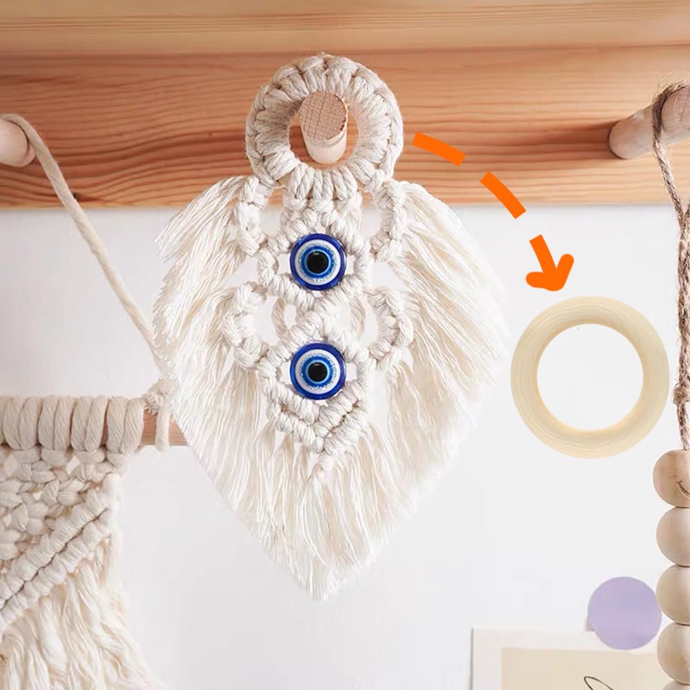 Anelli In Legno Naturali - 50 Pezzi - Per Fai Da Te, Artigianato, Gioielli - Diametro 4 Cm - Foto 4