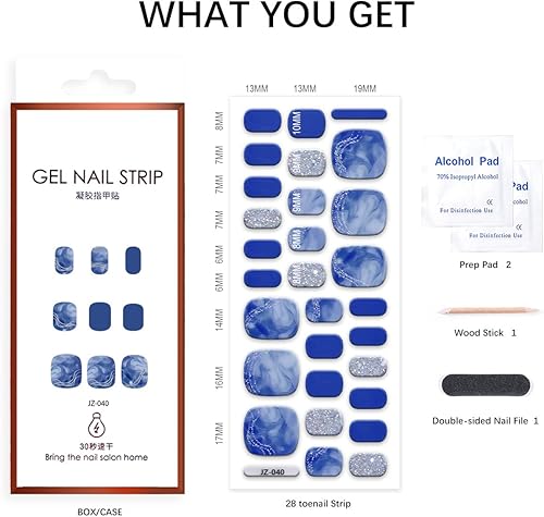 Miniatura 6 de Tiras de gel semicuradas para uñas de los pies, tiras de pedicura de gel semicuradas, calcomanías de gel para pedicura y pedicura de larga duración,