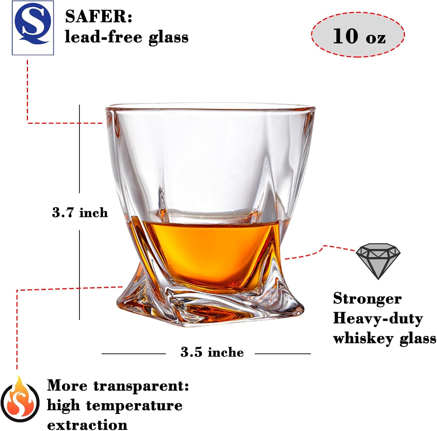 Whiskey Glasses Set of 4 Old Fashioned Glasses with 4 Ice Ball Molds 11 Oz Rocks Glasses for Scotch Cocktail Rum Vodka,Gifts for Men,Fathers Day Whiskey Gifts - Image 2