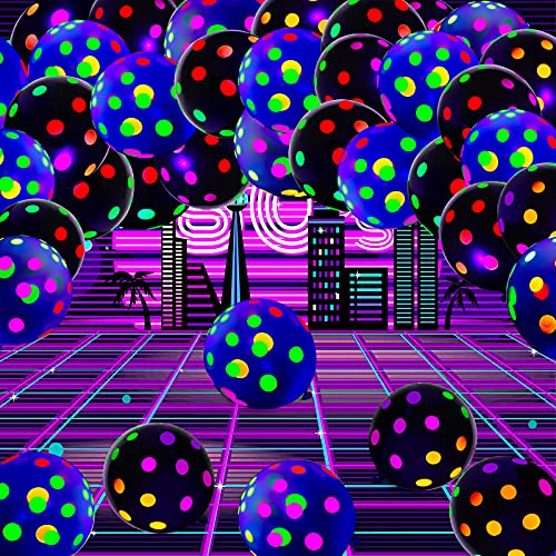 50 Pcs 12 Inch Neon Glow Balloons Glow In The Dark Balloons Uv Polka Dot Blacklight Balloons Fluorescent Latex Balloons For Birthday Wedding Neon Party Decorations Supplies #TOP6