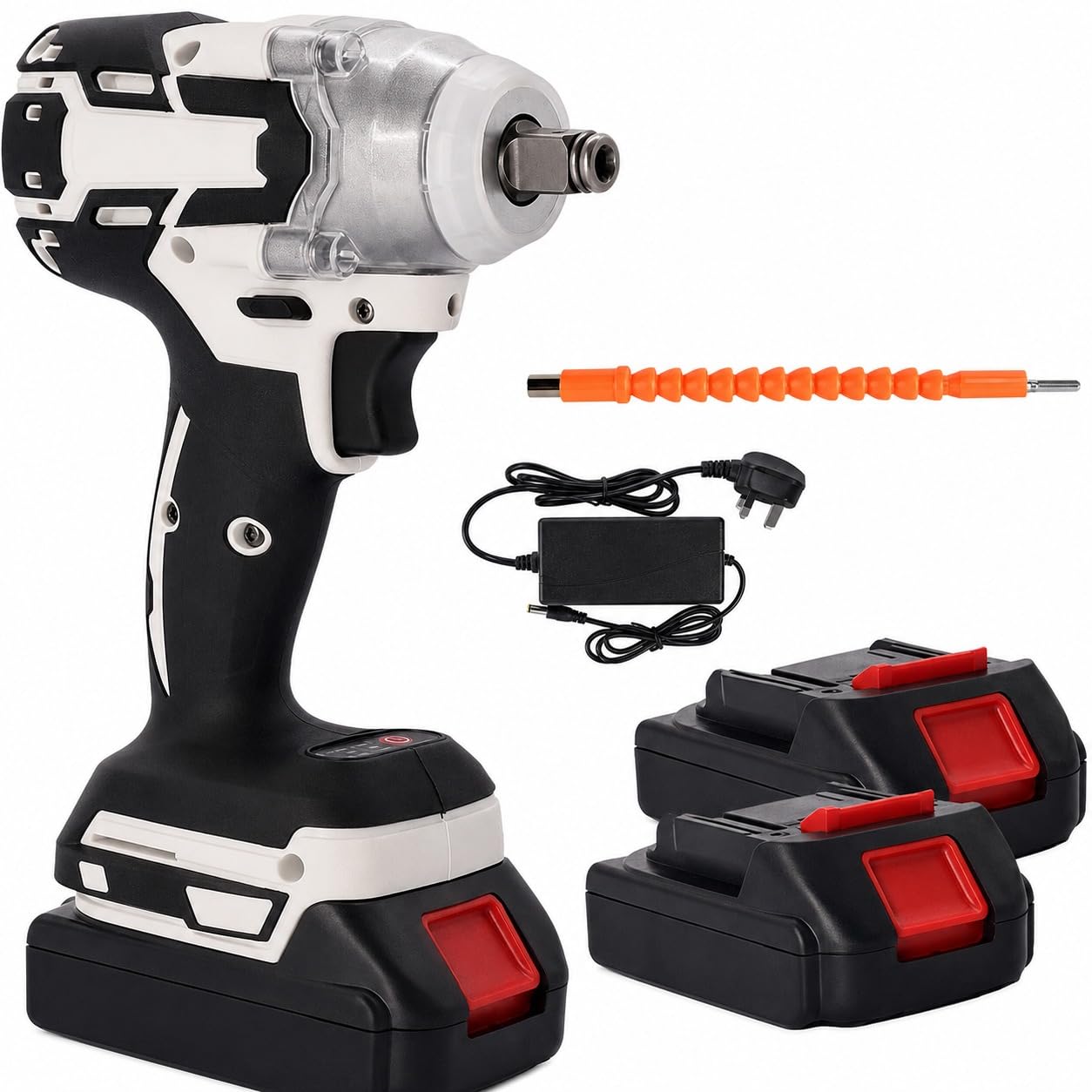Kinhomii Cordless Impact Wrench 1000Nm – 1/2 Inch Brushless Electric Impact Driver with 2 Batteries & UK Charger, Heavy Duty Ratchet Drill Gun for Car Wheel Nuts, Garage & Construction