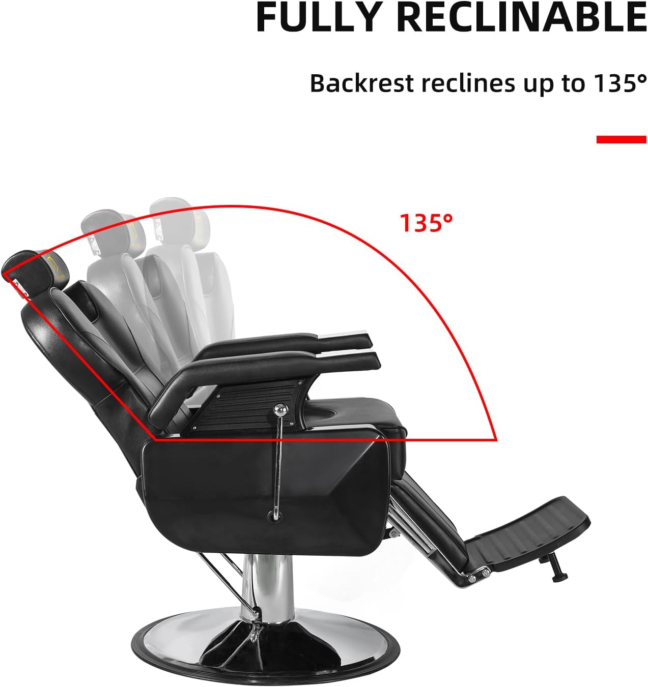 Black Barber Chair,Hydraulic Spa Chair|360° Rolling Chair with Adjustable Height,Salon Chairs with Different Functions for Client,Beauty Equipment for Barbershop,Spa,Salon (03)