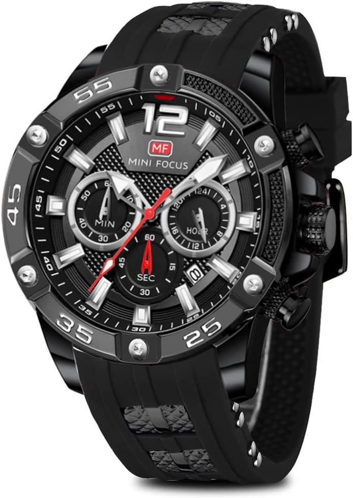 Mens Sport Watches Military Waterproof Multifunction Chronograph Watch Luminous Silicon Strap Casual Watches for Men Fashion Business Wrist Watch Clock
