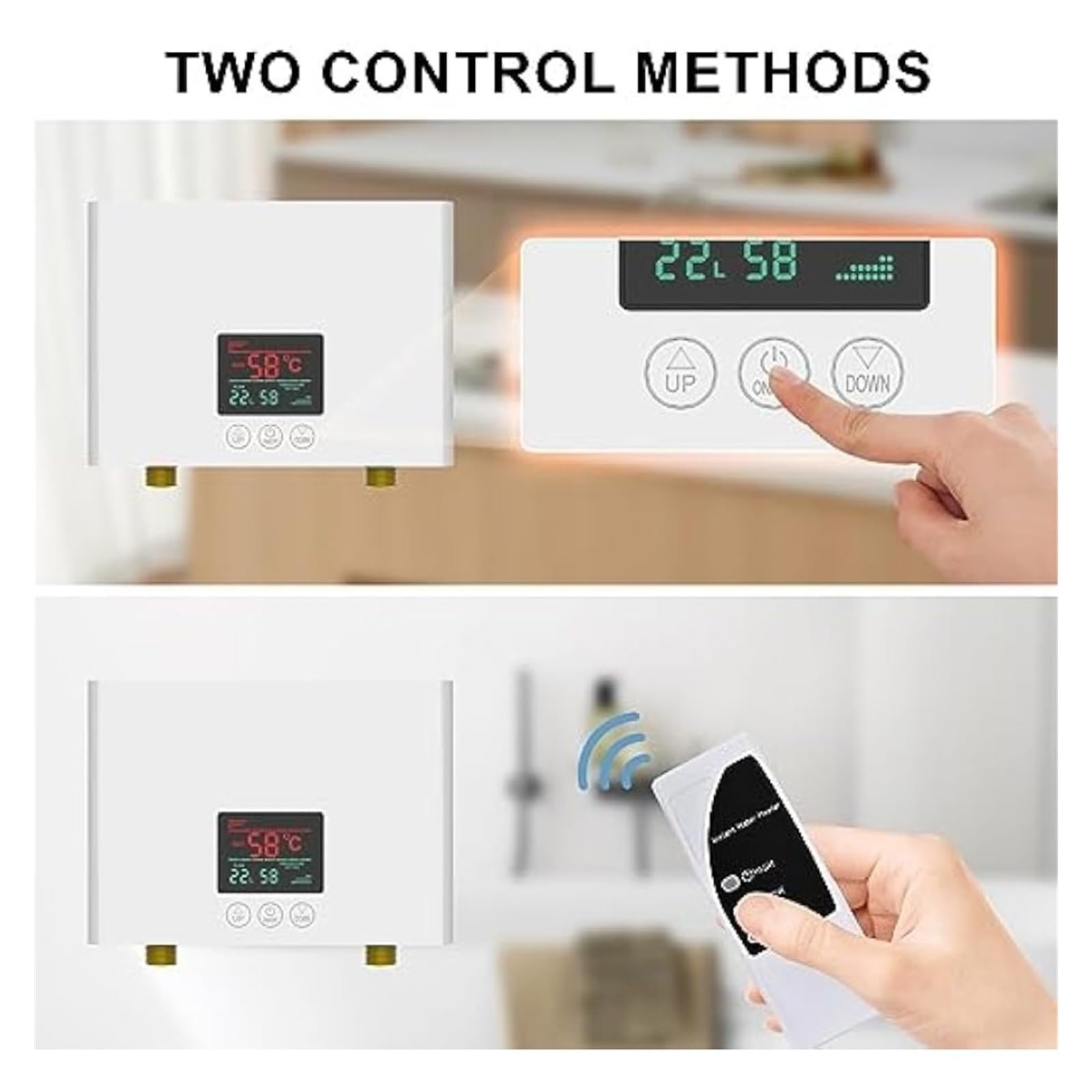 Calentador De Agua Eléctrico Sin Tanque 3000 W Con Control Remoto Y Pantalla LED - Automático Función Autoprueba Fallas Compacto y duradero