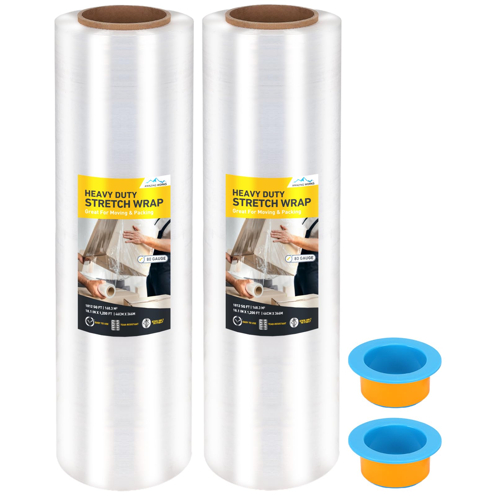 Heavy Duty Stretch Wrap For Moving, 18" X 1200ft Moving Wrapping Plastic Roll Puncture Resistant, Industrial Strength Plastic Wrap For Moving, Packing