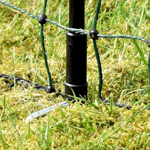 VOSS.farming farmNET-75 50m Hühnerzaun, Geflügelnetz, 112cm, 16 Pfähle, 2 Spitzen, grün, ohne Strom, Hühnernetz, Hundenetz, Katzennetz