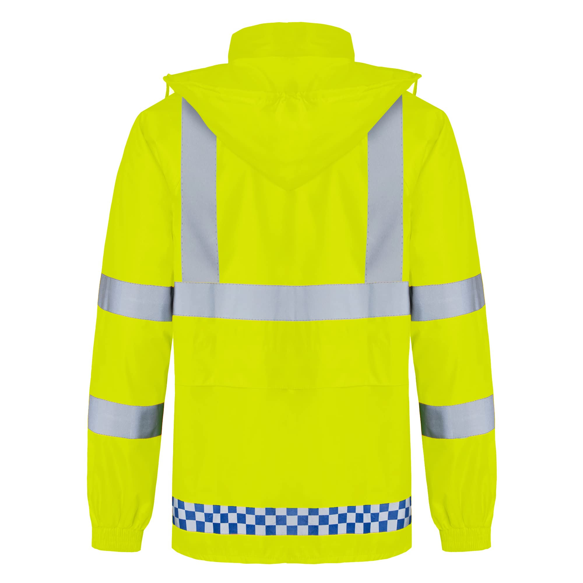Homme 2 Pièces Réfléchissante Combinaison de Pluie Imperméable à Capuche Léger Veste de Randonnée Ensemble Veste et Pantalon de Pluie Extérieur