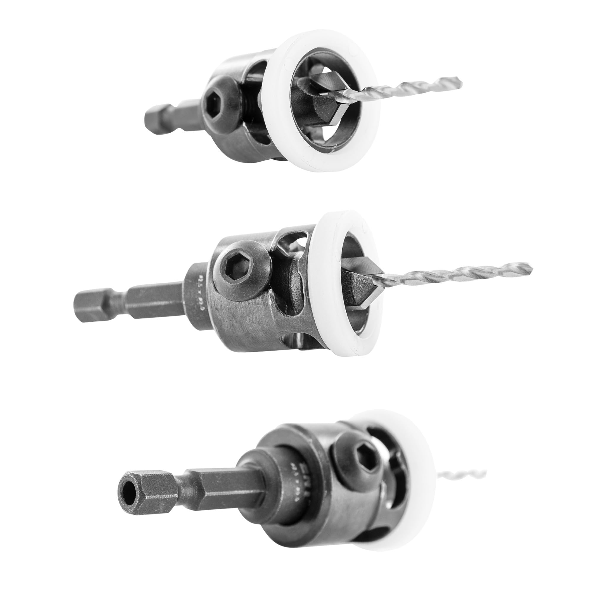 ENT 52400 Senker-Set mit Tiefenanschlag HW Bohrer (D2) 2,5-3,0-4,0 mm, Versenker (D1) 9,5 mm, GL 60 mm, S 1/4" 6-kant