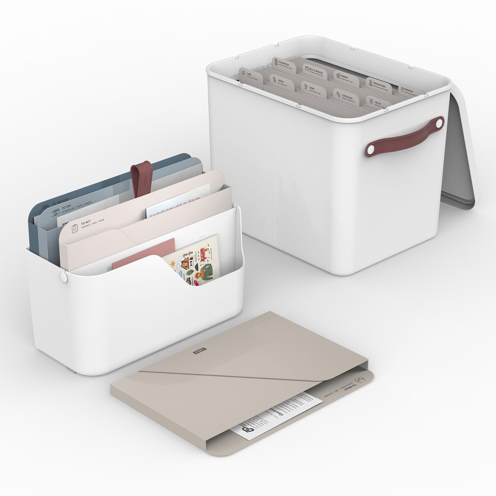 Rotho MYPAPER Set Dokumenten Ablage MY PAPER Plus, Set aus Organizer Dokumente und Ablagesystem mit Register, Kunststoff, weiss mit blauen Mappen