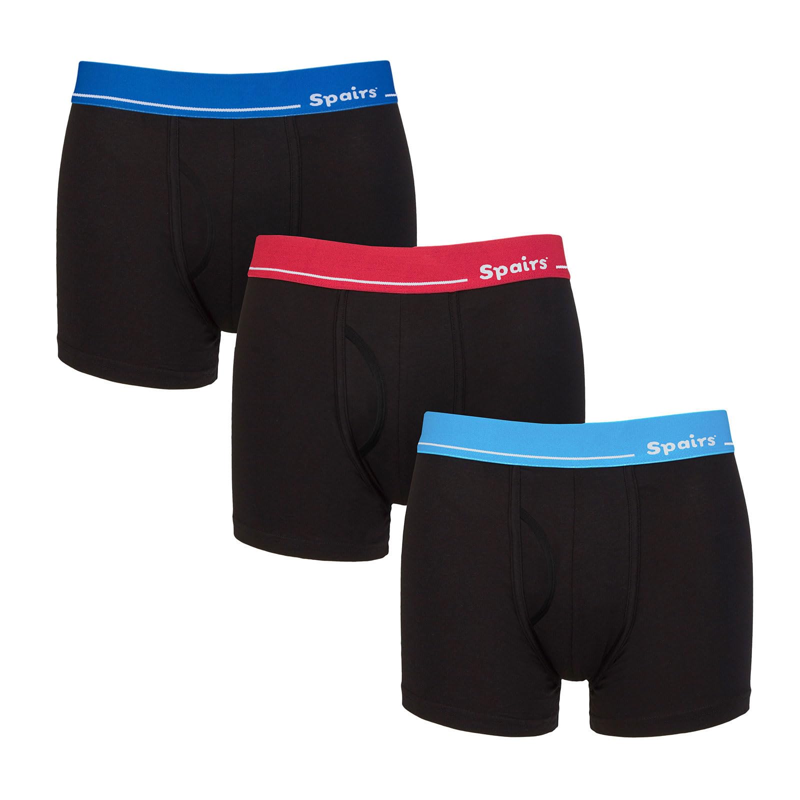 SpairsMen's Cotton Boxer Shorts, Keyhole Opening, Soft, Breathable, Tagless, Underwear, Value Multipack of 3 Pairs, Plain Trunks, Available in Sizes S, M, L, XL, XXL