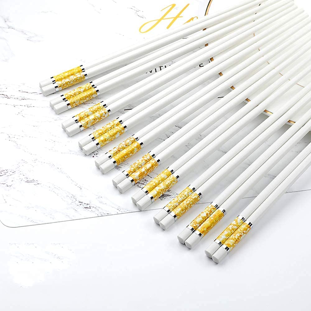 SaryEdge Chopsticks Reusable Chopsticks Set Chop Sticks 10 Pairs Fiberglass Chopsticks Gift Set White Anti-Skid Alloy Chopsticks Reusable Dishwasher-Safe,And-24.2Cm (A 24.2Cm,A-24.2Cm