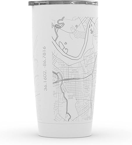 Vista 169 de Well Told Vaso de café aislado con diseño de mapa de Nueva York grabado, taza de acero inoxidable grabada (20 onzas, negro) con aislamiento de mapa