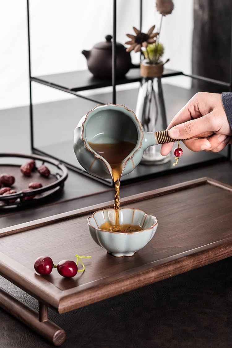 Ru Kiln Side Handle Fairness Cup, Ice Cracking Glaze, Tea Pouring Pot-style1