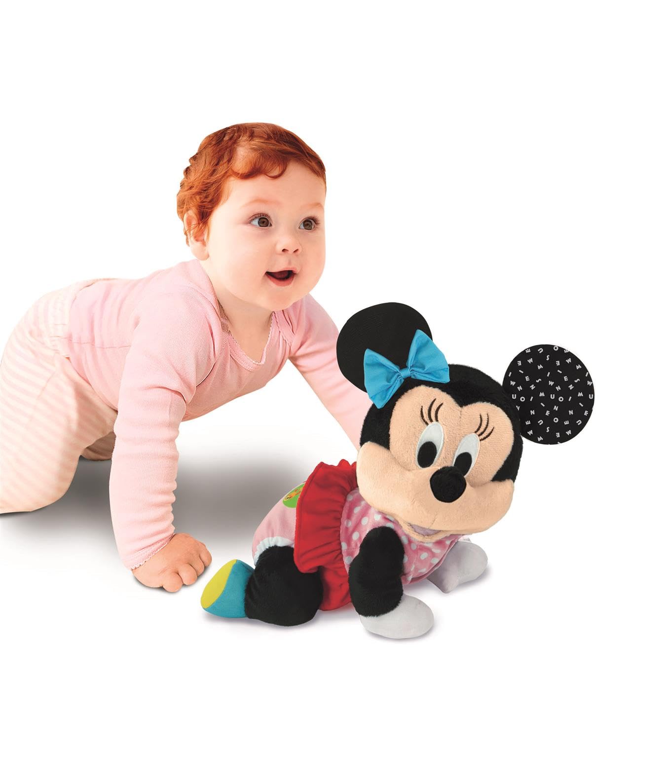 Clementoni - Baby Minnie Gateos - Peluche Interactivo para Bebés con el Que Dará Sus Primeros Pasos - Enseña Números y Sonidos de Animales - A Partir de 6 Meses - Fabricado en Italia - 55574