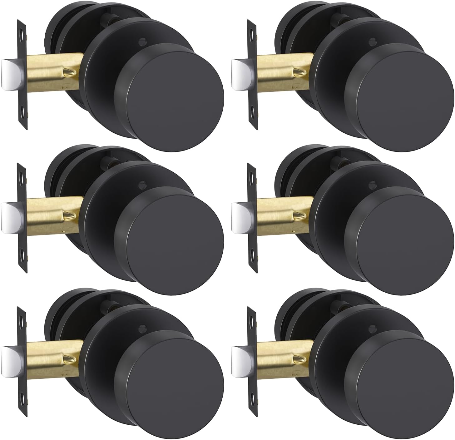 goldenwarm Black Door Knobs Interior, Heavy Duty Zinc-Alloy Privacy Matte Black Interior Door Knobs,Indoor Doorknobs for Bedroom, Bathroom (6 Pack)