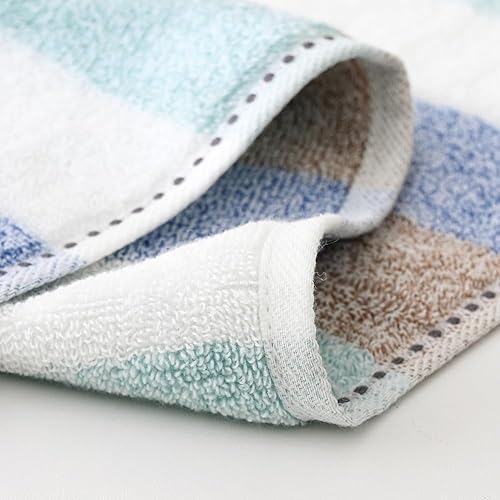 Miniatura 5 de YiLUOMO Juego de 2 toallas de mano con patrón de rayas azules, 100% algodón, súper suaves, altamente absorbentes, 13 x 29 pulgadas