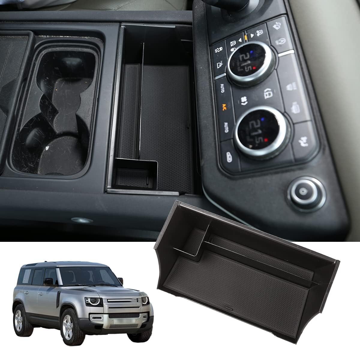ABS Interior Center Console Box Storage Box Tray Organizer For LR Defender 90 110 2020-2024 Black Car Accessories (Update Black (Center Console))