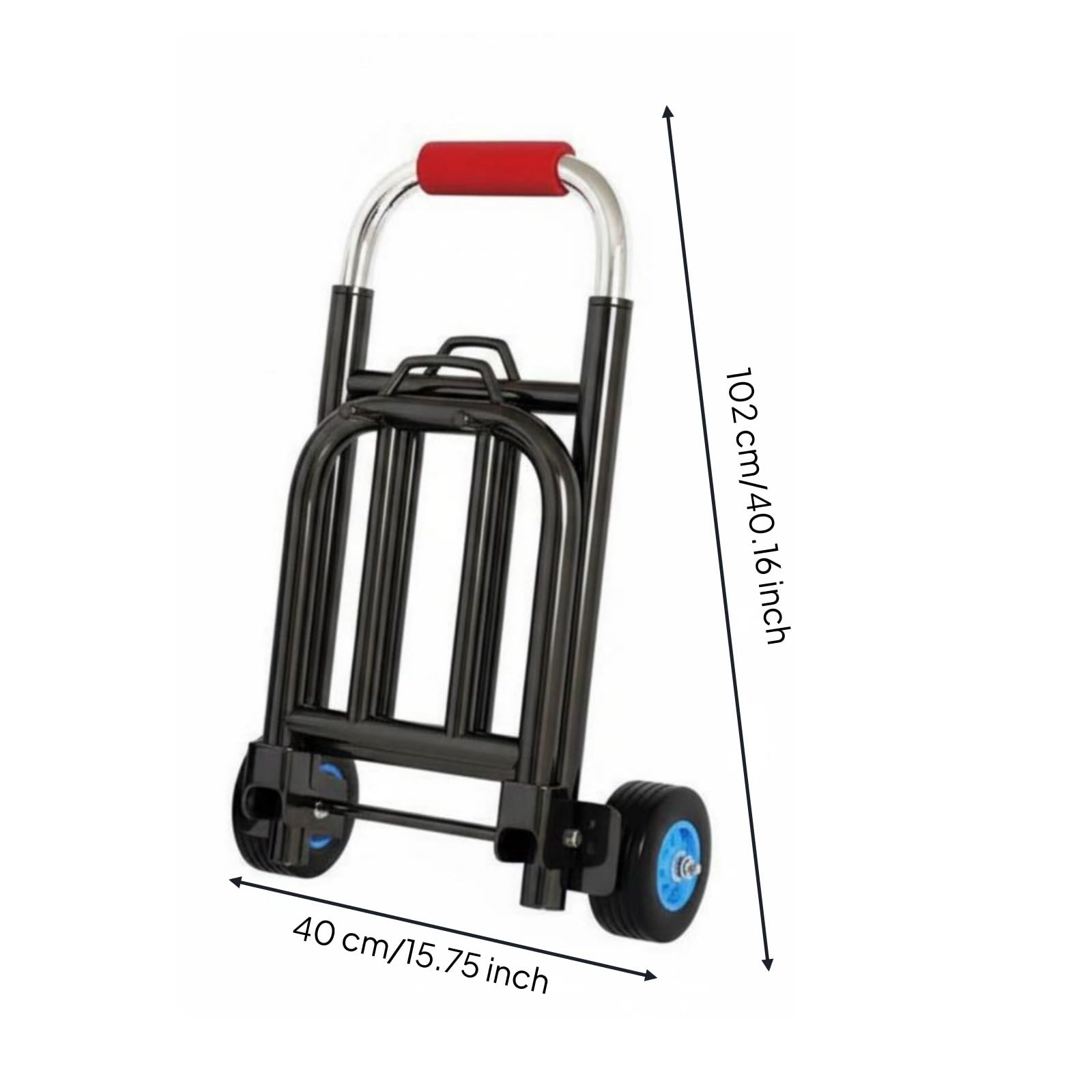 harayaa Carrito de Equipaje Carro Plegable Portátil con Tubos Gruesos Ruedas de Rodamiento Suave y Mango Telescópico Adecuado para Maletas Cajas y Víveres en, 25MM, Rueda De Goma Deluxe