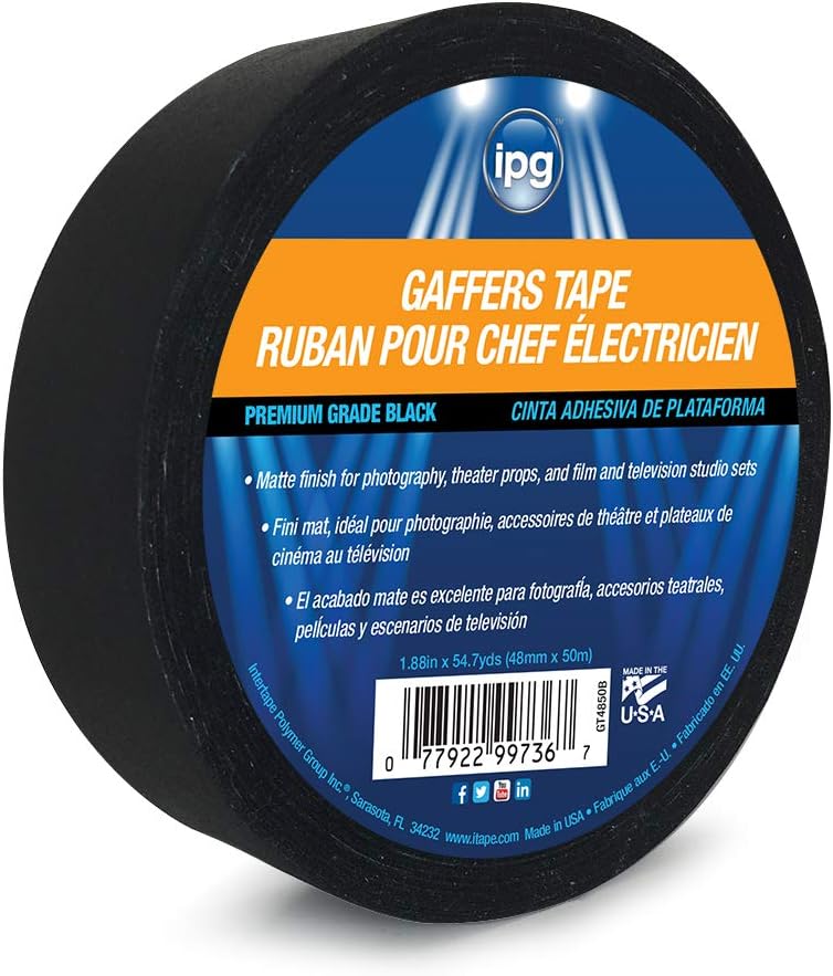 IPG 99737, 2.83" x 54.7 yd, Matte Black (Single Roll) Gaffers Tape