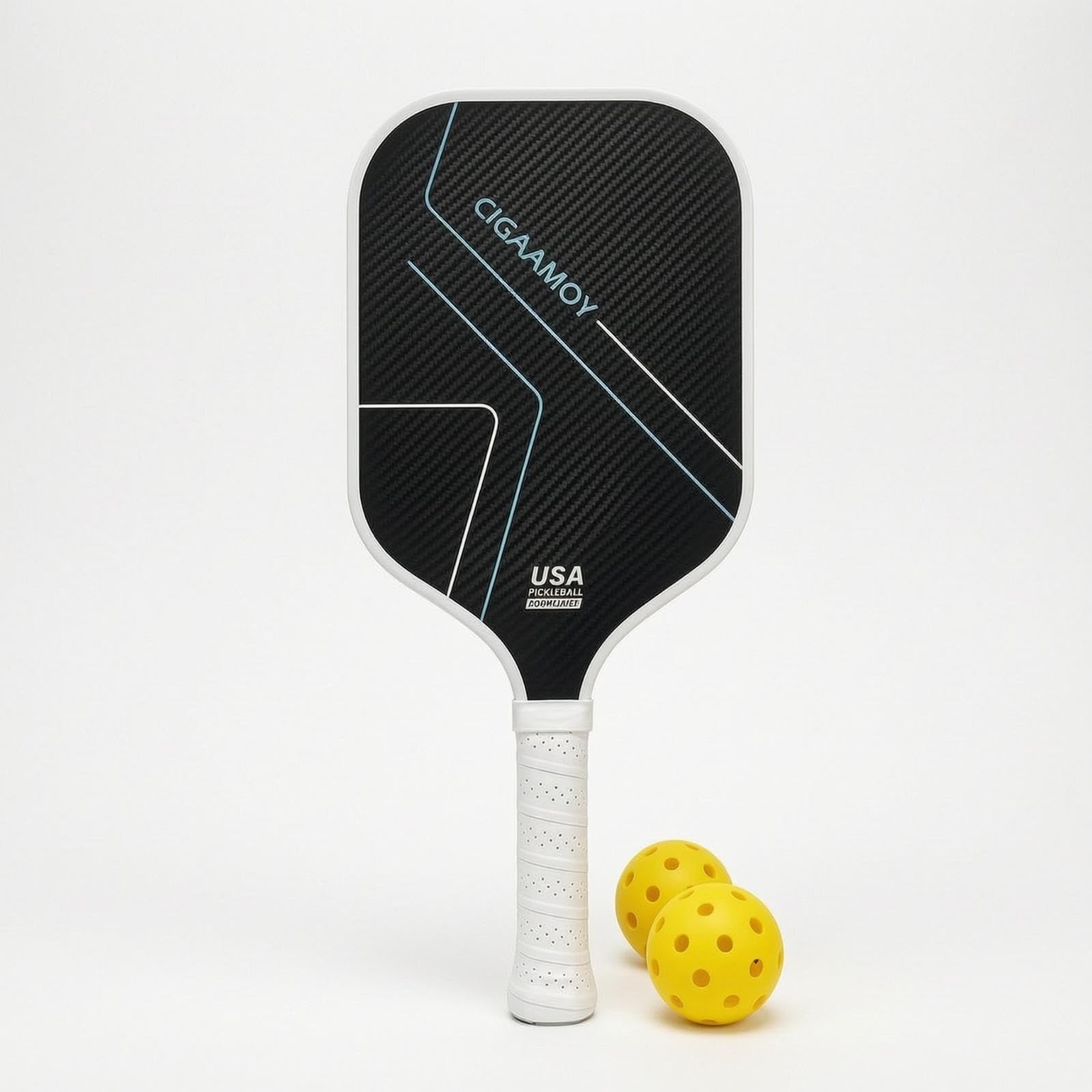 Textured Carbon Fiber Paddle Perforated Grip Paddle with Balls High Rotation for Adults, Outdoor Courts, Recreation-picture-28