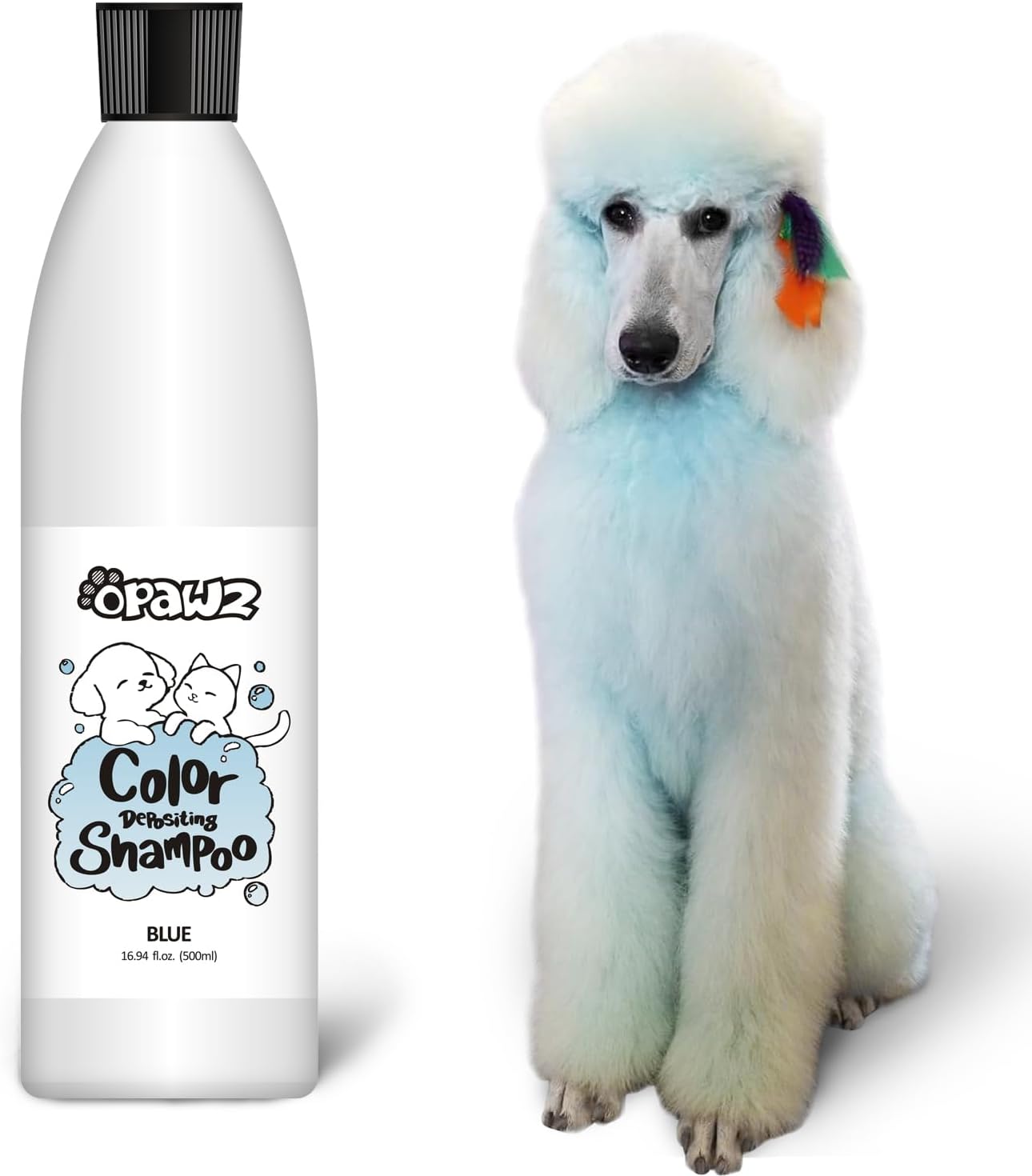 OPAWZ Color Depositing Shampoo for Dogs and Cats, Semi-Permanent Dog Hair Dye, Safe Pet Hair Dye for All Bathable Pets (Blue, 16.94 fl.oz / 500mL)