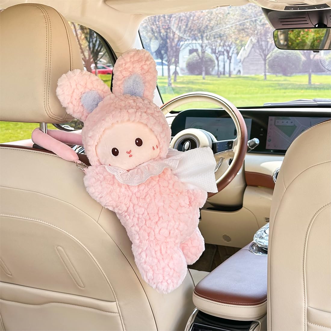 Elephant Tissue Box Cover Plush Tissue Box Holder for Car, Home, Decorative Holder/Organizer for Bathroom Vanity Countertop, Nightstands, Office