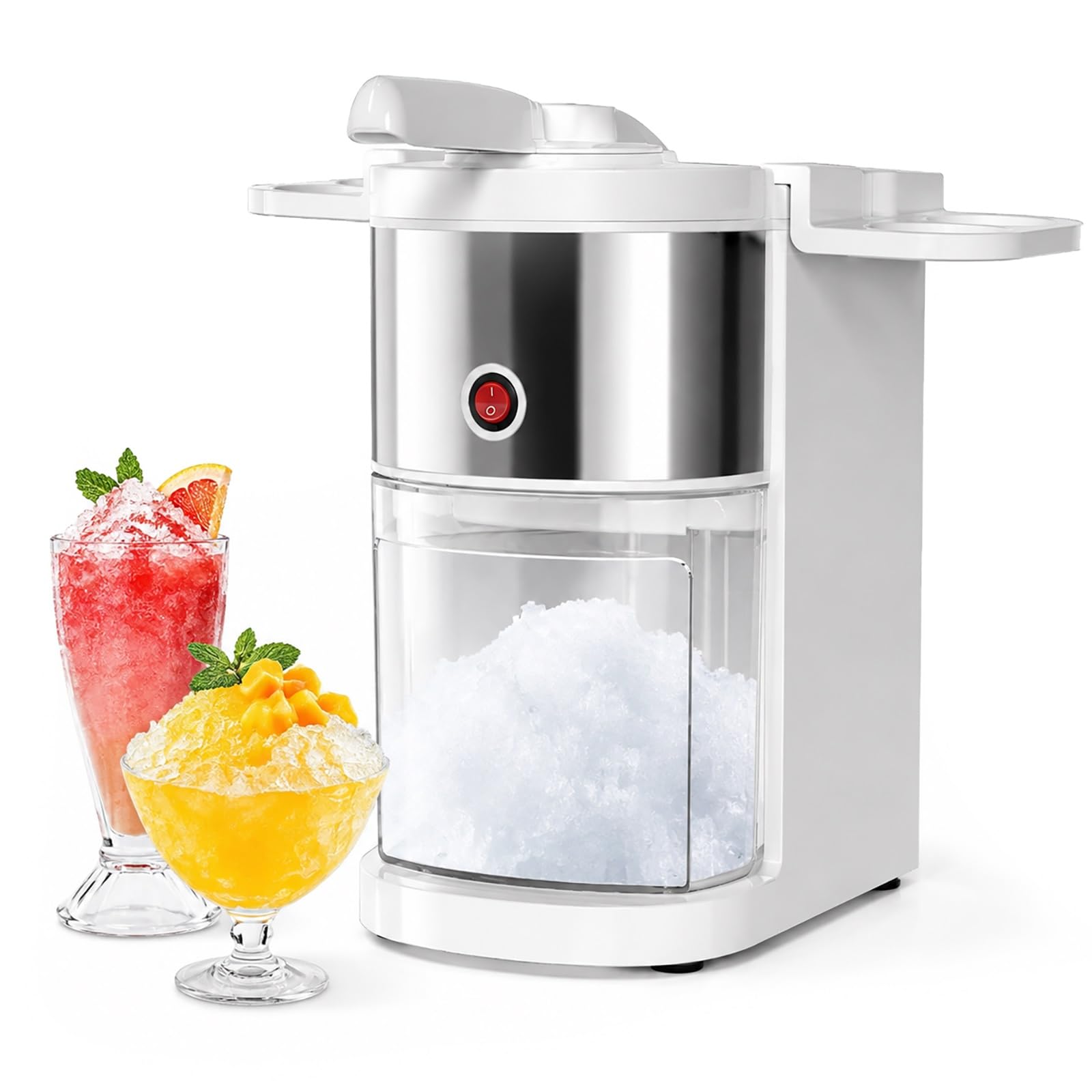 Tritaghiaccio Elettrico 200W, 80kg/h, 2,5l per Granite e Bevande ghiacciate | Doppia lama in acciaio inox, macchina per tritare granite, ingresso 7 cm, capacità 2,5 l, 80 kg/h, per preparare frullati