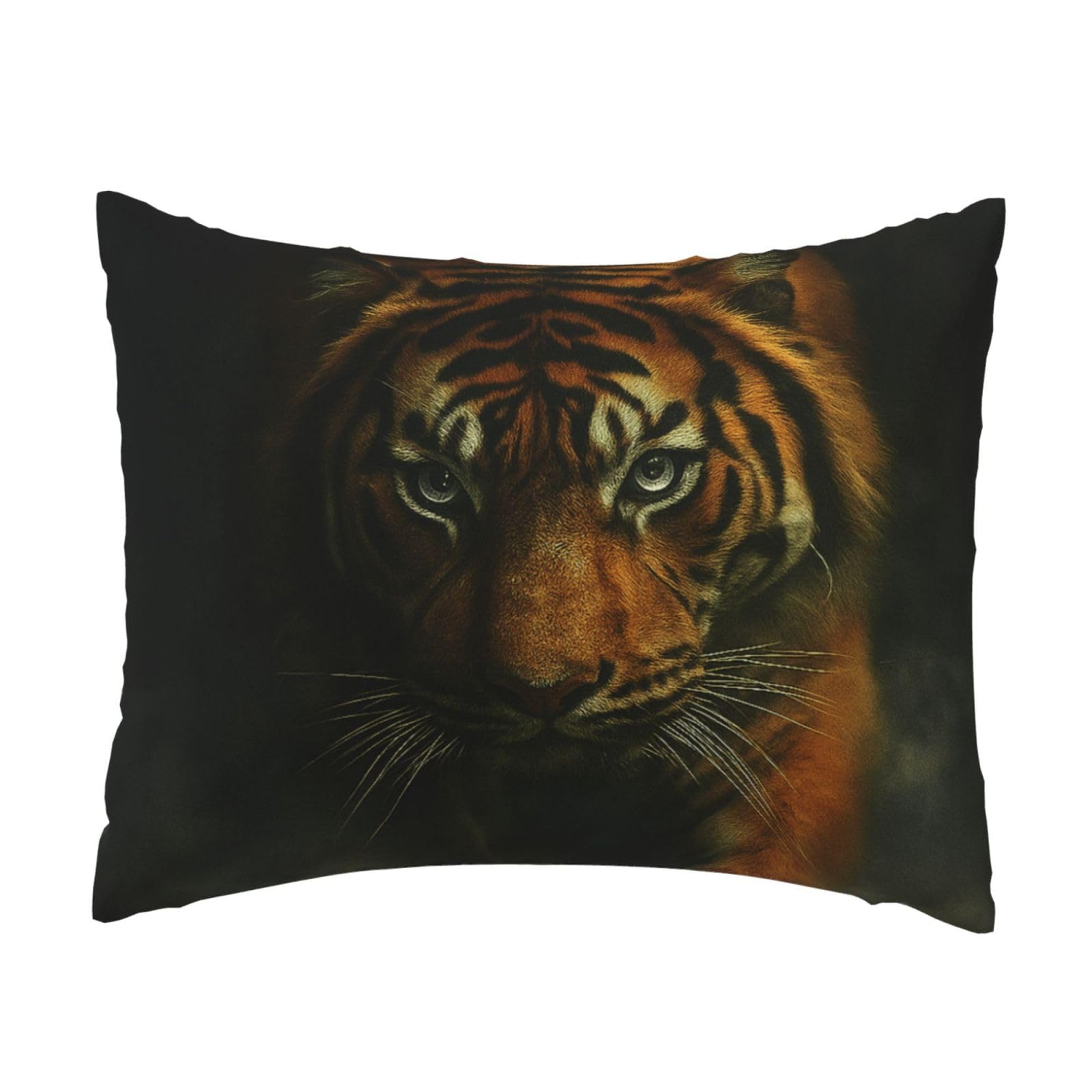Orange Tiger Strolling Pillowcase Soft Plush with Zipper Decorative Pillowcovers 16x20 in