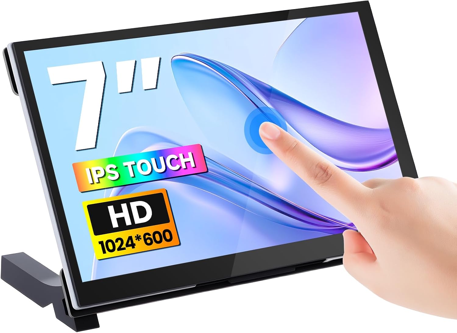 7 Inch Touchscreen Monitor for Raspberry Pi 5/4/3, 1024 x 600 IPS Display with 5-Point Touch Capacitive Screen, Plug and Play, Compatible with Raspberry Pi, Banana Pi, Jetson Nano