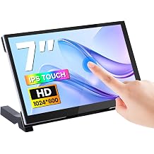 7 Inch Touchscreen Monitor for Raspberry Pi 5/4/3, 1024 x 600 IPS Display with 5-Point Touch Capacitive Screen, Plug and Play, Compatible with Raspberry Pi, Banana Pi, Jetson Nano