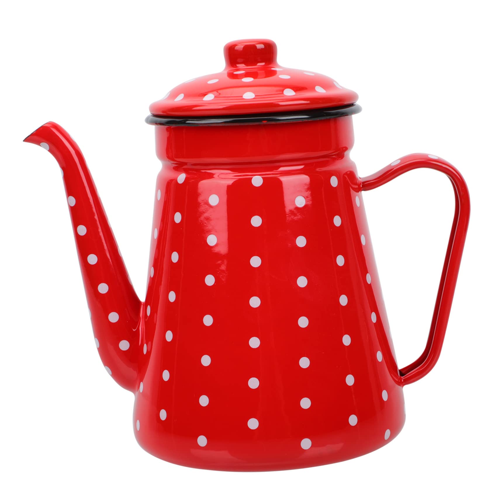 COLLBATH Enameled Coffee Pot Household Water Kettle with Dots Smooth Spout for Tea Coffee Brewing for Home Hotel Use