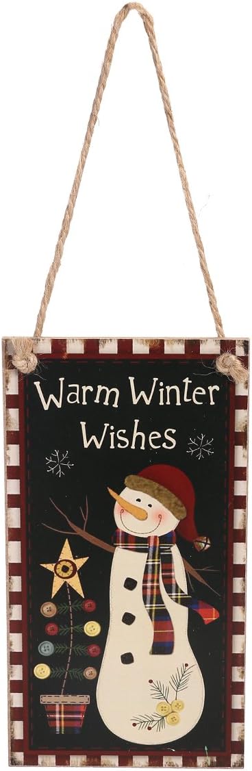OULII Christmas Hanging Plaque Sign Door Wall Hanger Warm Winter Wishes Snowman Party Suppliers